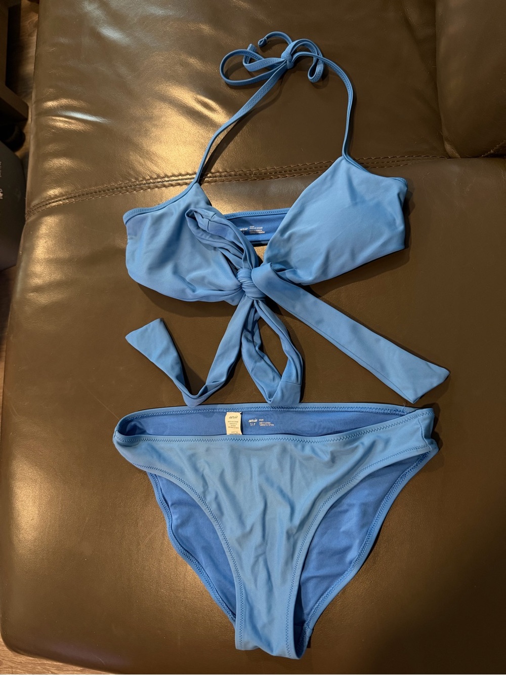 aerie Sky Blue Tie-Front Bikini Set